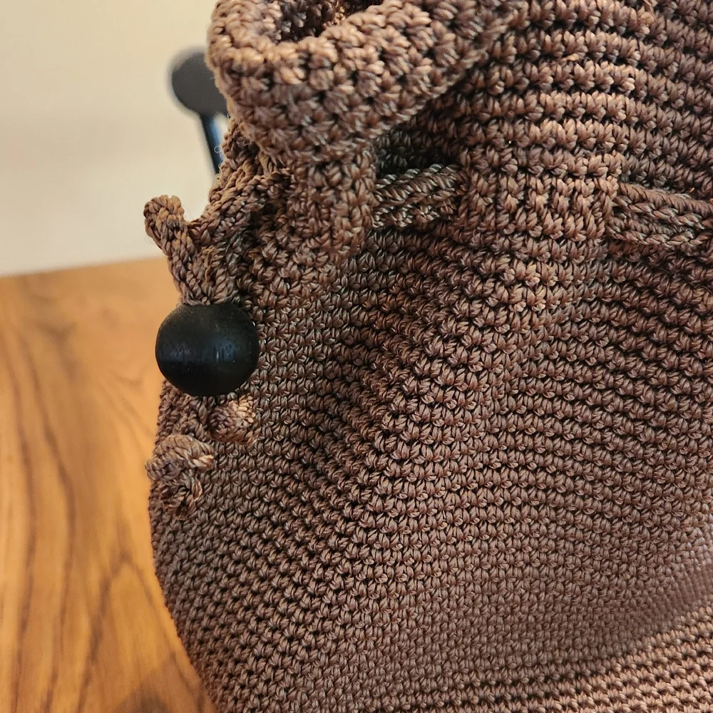 The Sak Taupe Woven Bucket Bag with Beaded Cinch Detail - Picture 5 of 6